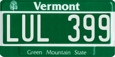 VT license plate LUL399
