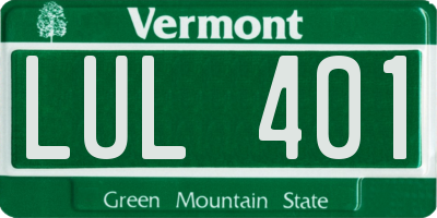 VT license plate LUL401