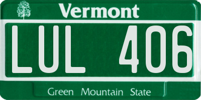 VT license plate LUL406