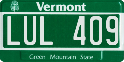VT license plate LUL409