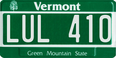VT license plate LUL410