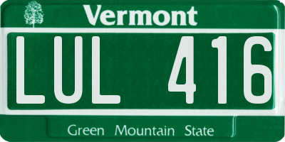 VT license plate LUL416