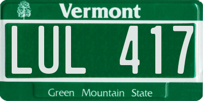 VT license plate LUL417