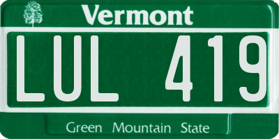 VT license plate LUL419