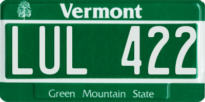 VT license plate LUL422