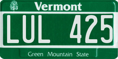 VT license plate LUL425