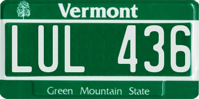 VT license plate LUL436
