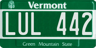 VT license plate LUL442