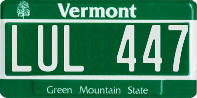 VT license plate LUL447