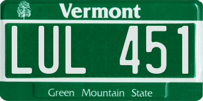 VT license plate LUL451