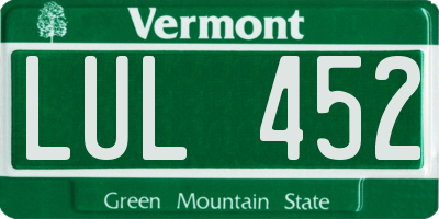 VT license plate LUL452