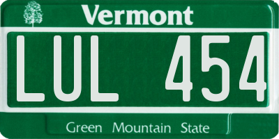 VT license plate LUL454