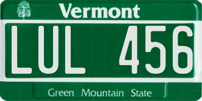 VT license plate LUL456