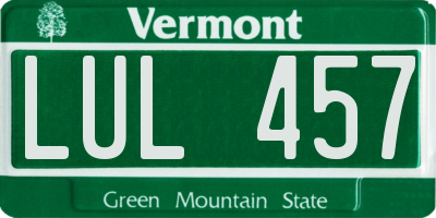 VT license plate LUL457