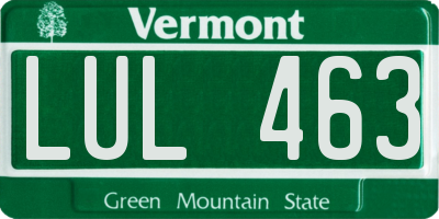 VT license plate LUL463