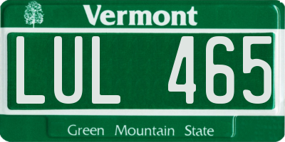 VT license plate LUL465