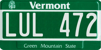 VT license plate LUL472