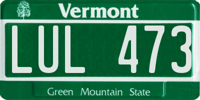 VT license plate LUL473