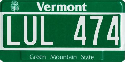 VT license plate LUL474