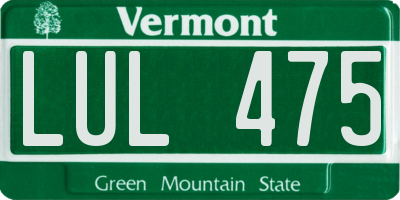 VT license plate LUL475