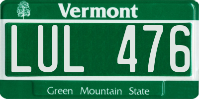 VT license plate LUL476