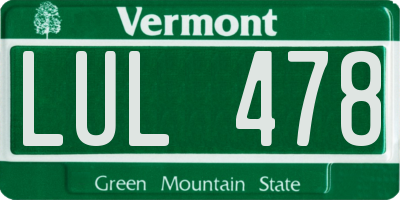 VT license plate LUL478