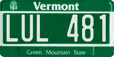 VT license plate LUL481