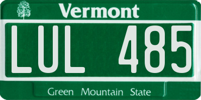 VT license plate LUL485