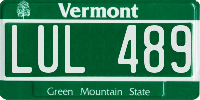 VT license plate LUL489