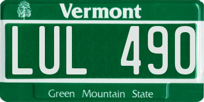 VT license plate LUL490