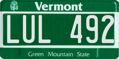 VT license plate LUL492
