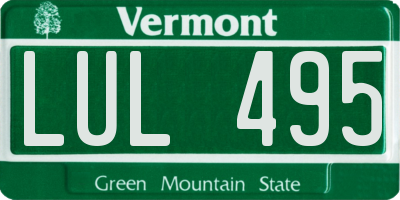 VT license plate LUL495