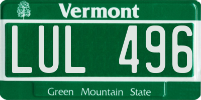 VT license plate LUL496