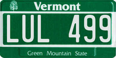 VT license plate LUL499