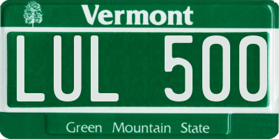 VT license plate LUL500