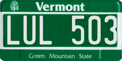VT license plate LUL503
