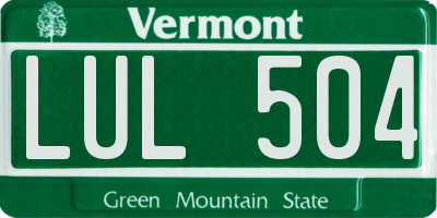 VT license plate LUL504
