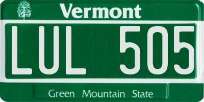 VT license plate LUL505