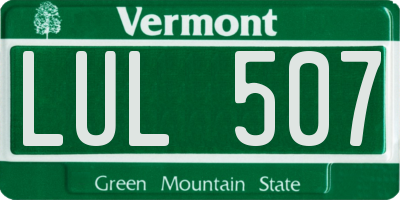 VT license plate LUL507