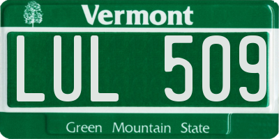 VT license plate LUL509