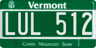 VT license plate LUL512