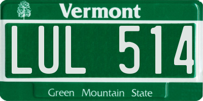 VT license plate LUL514