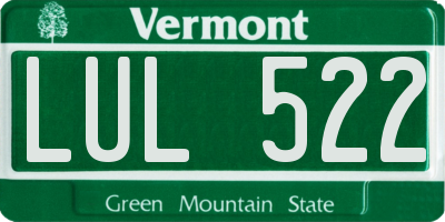 VT license plate LUL522