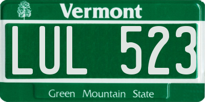 VT license plate LUL523