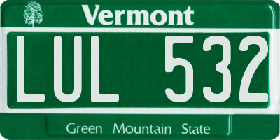 VT license plate LUL532