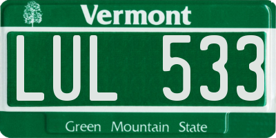 VT license plate LUL533