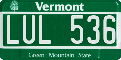 VT license plate LUL536