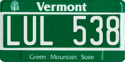 VT license plate LUL538