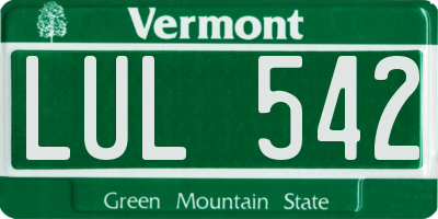 VT license plate LUL542