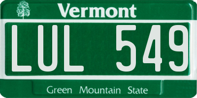 VT license plate LUL549